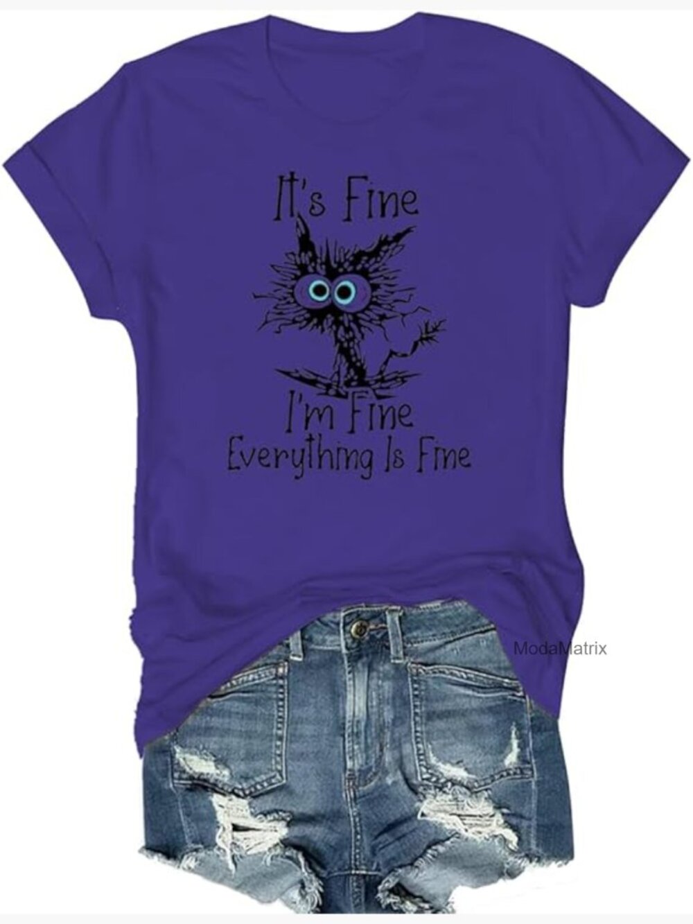 Women's Cat Graphic Tee, Funny Cat Sayings T-Shirt, Short Sleeve, Loose Fit
